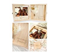 Joli Coon Coffret en bois pour demande la témoin, Veux-tu être ma témoin | Vraies fleurs séchées, emplacement photo avec aimant en cœur, gravure intérieure, fermoir métallique, prêt à offrir