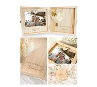 Joli Coon Coffret en bois pour demande le temoin - Veux tu etre mon temoin - Coffret cadeau haut de gamme en bois 14 x 14 x 3 cm