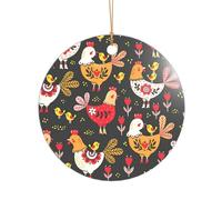 Joli coq avec imprimé poules - Cadeau de mariage personnalisé - Décoration de Noël en acrylique pour jeunes mariés et couples