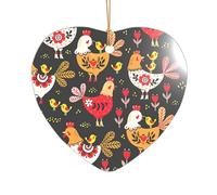 Joli coq avec imprimé poules - Cadeau de mariage personnalisé - Décoration de Noël en acrylique pour jeunes mariés et couples
