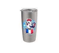 Joli coq Bannière Française Fan Drapeau France Gobelet isotherme en acier inoxydable double paroi