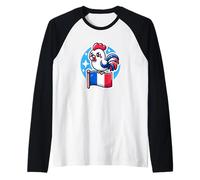 Joli Coq Bannière Française Fan Drapeau France Manche Raglan