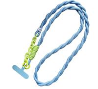 Joli Cordon de téléphone Portable, diamètre extérieur, étui Universel en Acrylique, bandoulière, Carte, Cordon de Cou, Clip, Sangle de Poignet Anti-Perte(Blue/Green_Polyester/Nylon)
