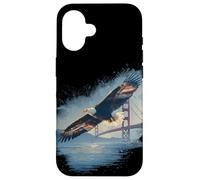 Joli Costume d'aigle Symbolique avec Golden Gate Bridge Coque pour iPhone 16