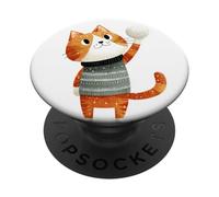 Joli Costume de Chat de Boule de Neige pour Les Amateurs de Combats de Boules de Neige PopSockets PopGrip Adhésif