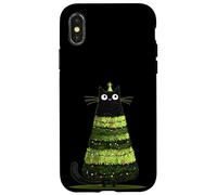 Joli Costume de Chat de Noël à l'ombre du Sapin Coque pour iPhone X/XS