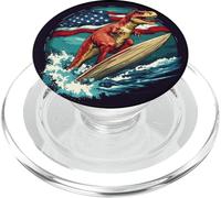 Joli costume de dinosaure de surfeur avec drapeau américain PopSockets PopGrip pour MagSafe
