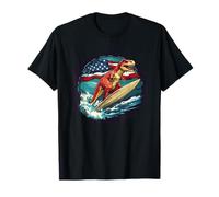 Joli costume de dinosaure de surfeur avec drapeau américain T-Shirt