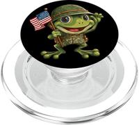 Joli Costume de Grenouille Style Militaire avec Drapeau américain PopSockets PopGrip pour MagSafe