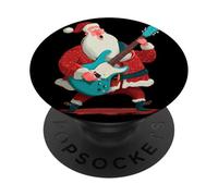 Joli Costume de Musique de Noël avec Père Noël Guitare électrique PopSockets PopGrip Adhésif