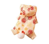 Joli costume de Nouvel An de style chinois pour animal de compagnie, tenue d'hiver confortable et chaude avec doublure en polaire, convient pour les vacances, les anniversaires et par temps froid au