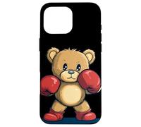 Joli costume de sport en peluche avec gants de boxe Coque pour iPhone 16 Pro Max