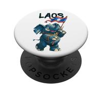 Joli Costume d'éléphant avec Drapeau du Laos PopSockets PopGrip Adhésif