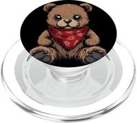 Joli costume d'ours en peluche avec bandana rouge pour garçons et filles PopSockets PopGrip pour MagSafe