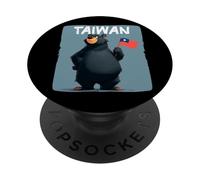 Joli Costume d'ours Noir avec Drapeau de Taïwan PopSockets PopGrip Adhésif