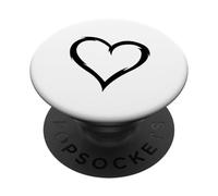 Joli cœur avec Couleur Noire Vintage et Fond Blanc PopSockets PopGrip Adhésif