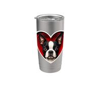 Joli cœur Bostie Boston Terrier Gobelet isotherme en acier inoxydable double paroi