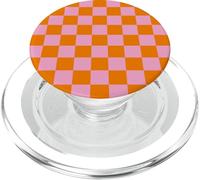 Joli Damier Rose et Orange à Carreaux esthétiques PopSockets PopGrip pour MagSafe