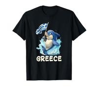 Joli Dauphin avec Drapeau Grec pour Les Amoureux de la Grèce T-Shirt
