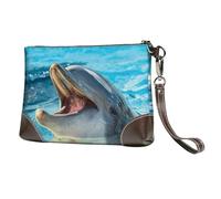 Joli Dauphin imprimé,Sacs à Main en Cuir PU pour Femmes, Pochette à Fermeture éclair, Portefeuille, Sac à Main avec dragonne