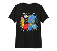 Joli Design d'apprentissage Happy School Supplies T-Shirt Haut de Gamme