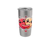 Joli design de dessin animé avec cœurs câlinants Gobelet isotherme en acier inoxydable double paroi