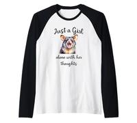 Joli design possum, Just a Girl Alone With Her Thoughts Manche Raglan