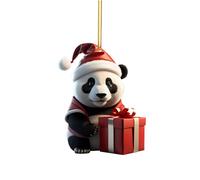 Joli dessin animé panda motif de Noël imprimé pendentif arbre de Noël pendentif arbre de Noël décoration de la maison rebord de fenêtre pendentif sac à dos pendentif éléphant blanc cadeau de Noël
