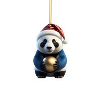 Joli dessin animé panda motif de Noël imprimé pendentif arbre de Noël pendentif arbre de Noël décoration de la maison rebord de fenêtre pendentif sac à dos pendentif éléphant blanc cadeau de Noël