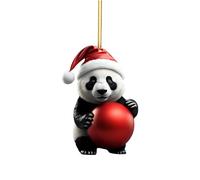 Joli dessin animé panda motif de Noël imprimé pendentif arbre de Noël pendentif arbre de Noël décoration de la maison rebord de fenêtre pendentif sac à dos pendentif éléphant blanc cadeau de Noël