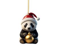 Joli dessin animé panda motif de Noël imprimé pendentif arbre de Noël pendentif arbre de Noël décoration de la maison rebord de fenêtre pendentif sac à dos pendentif éléphant blanc cadeau de Noël