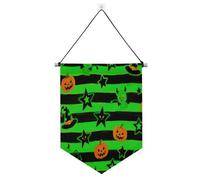 Joli diable vert pour Halloween - Bannières à suspendre avec tige télescopique - Décorations de fête pour porte, murs, fenêtres, jardins, cour