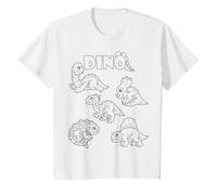 Joli Dinosaure Dino à Peindre et colorier pour Les Enfants T-Shirt, Enfant, Blanc, 3 Ans