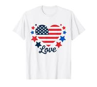 Joli Drapeau américain en Forme de cœur - Rouge - Blanc - Bleu - Patriotique T-Shirt