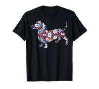 Joli drapeau américain motif teckel rouge, blanc, bleu, 4 juillet T-Shirt