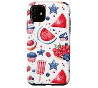 Joli drapeau américain patricien rouge, blanc et bleu aquarelle Coque pour iPhone 11