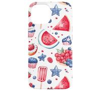 Joli drapeau américain patricien rouge, blanc et bleu aquarelle Coque pour iPhone 15
