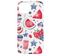 Joli drapeau américain patricien rouge, blanc et bleu aquarelle Coque pour iPhone 15 Plus