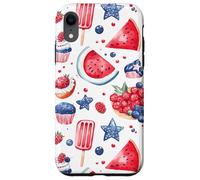 Joli drapeau américain patricien rouge, blanc et bleu aquarelle Coque pour iPhone XR