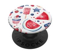 Joli drapeau américain patricien rouge, blanc et bleu aquarelle PopSockets PopGrip Adhésif