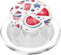 Joli drapeau américain patricien rouge, blanc et bleu aquarelle PopSockets PopGrip pour MagSafe