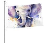 Joli drapeau aquarelle éléphant 6,1 x 91 cm imprimé double face drapeaux de jardin drapeau de cour pour l'extérieur drapeaux de vacances, bannière cadeau avec œillets toile de fond photo pour