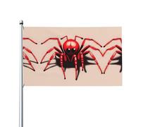 Joli drapeau araignée rouge. Drapeau de jardin extérieur 0,9 x 1,5 m, bannière en polyester imprimé vif, facile à accrocher pour terrasse, fête, camping