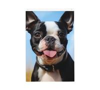 Joli drapeau de bienvenue de Boston Terrier - 6 x 0,9 m - Ne se décolore pas - Double face - Bannière d'extérieur pour cour, porche, pelouse