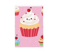 Joli drapeau de bienvenue en forme de cupcake - 6 x 0,9 m - Double face - Ne se décolore pas - Pour maison, cour, porche, pelouse, décoration extérieure