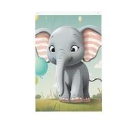 Joli drapeau de bienvenue en forme d'éléphant - 61 x 90 cm - Double face - Ne se décolore pas - Pour maison, cour, porche, pelouse, décoration extérieure
