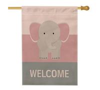 Joli drapeau de bienvenue en forme d'éléphant, bannière de décoration d'intérieur grise pêche, drapeau double face en toile de jute, décoration saisonnière de pelouse, 71 x 101,6 cm