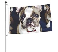 Joli drapeau de bouledogue français 61 x 91 cm avec impression double face pour l'extérieur, les vacances, bannière cadeau avec œillets, toile de fond pour photo pour décoration intérieure et