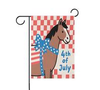 Joli drapeau de cheval de dessin animé pour le jour de l'indépendance - Bannière décorative colorée pour décoration extérieure - 30,5 x 45,7 cm - Double face