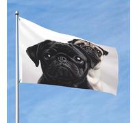 Joli drapeau de chien carlin noir 61 x 91 cm double face qui ne se décolore pas, drapeau de bienvenue avec bannière extérieure en laiton, décoration pour cour, porche, pelouse